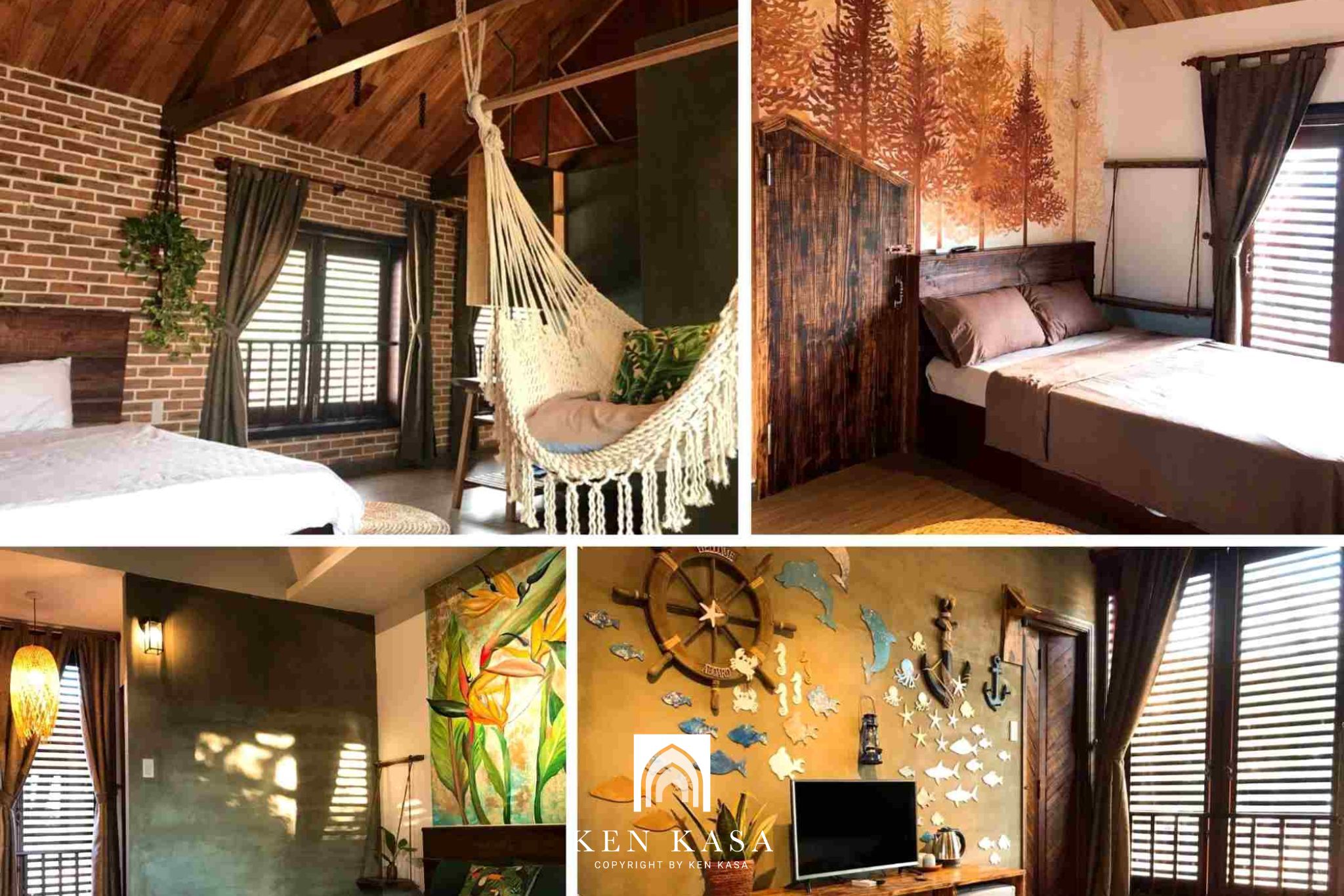 mẫu thiết kế phòng homestay giá rẻ kiểu thô mộc